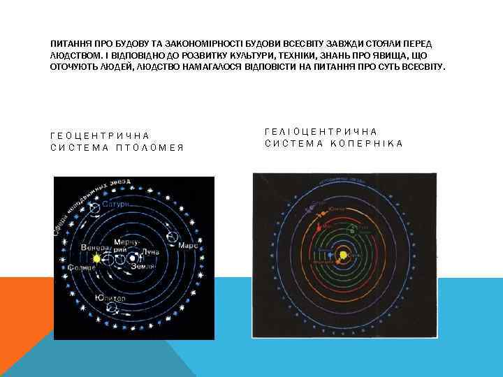 ПИТАННЯ ПРО БУДОВУ ТА ЗАКОНОМІРНОСТІ БУДОВИ ВСЕСВІТУ ЗАВЖДИ СТОЯЛИ ПЕРЕД ЛЮДСТВОМ. І ВІДПОВІДНО ДО