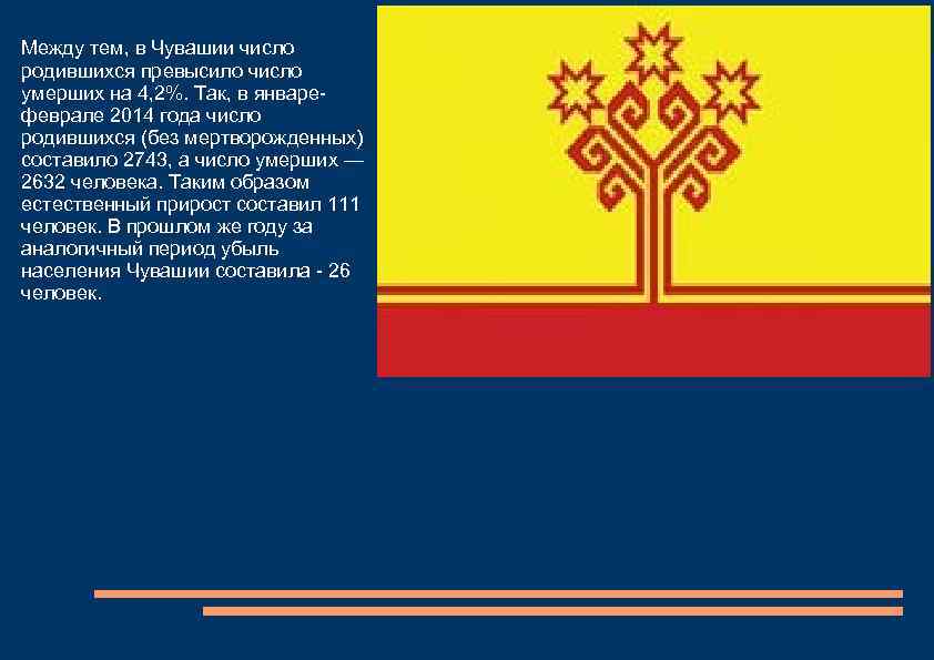 Между тем, в Чувашии число родившихся превысило число умерших на 4, 2%. Так, в