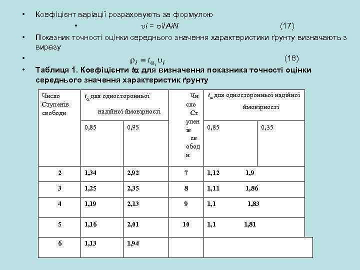  • • Коефіцієнт варіації розраховують за формулою • i = i/AіN (17) Показник