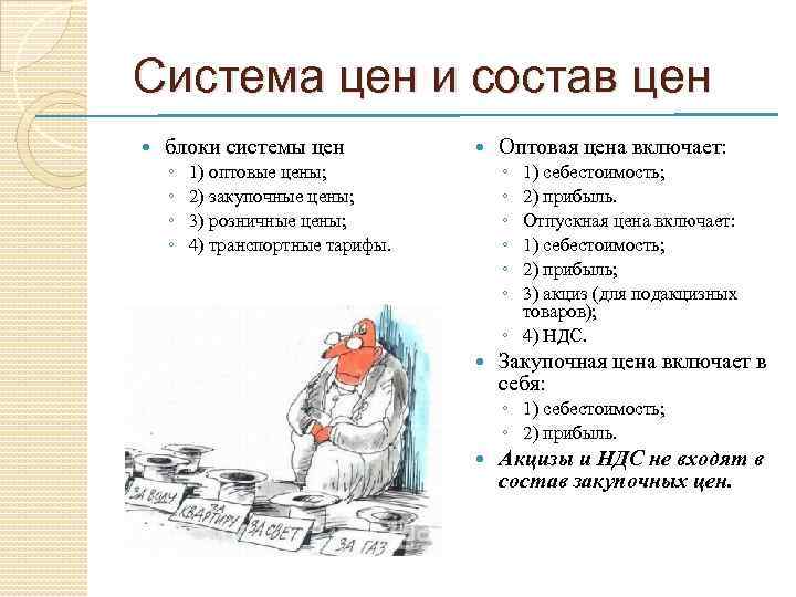 Система цен и состав цен блоки системы цен ◦ ◦ Оптовая цена включает: ◦