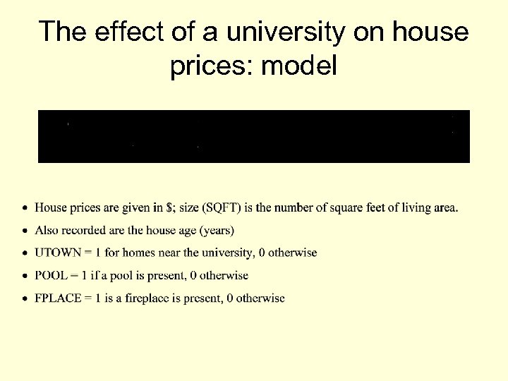 The effect of a university on house prices: model 