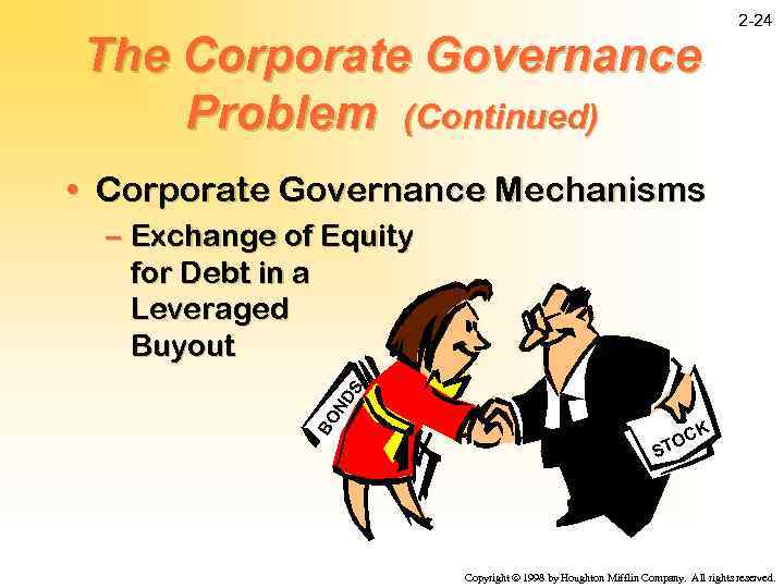 The Corporate Governance Problem (Continued) 2 -24 • Corporate Governance Mechanisms BO N DS