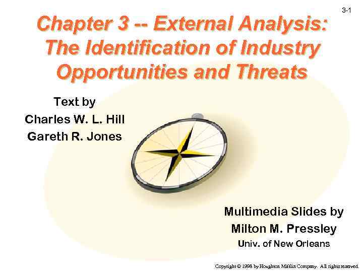 Chapter 3 -- External Analysis: The Identification of Industry Opportunities and Threats 3 -1