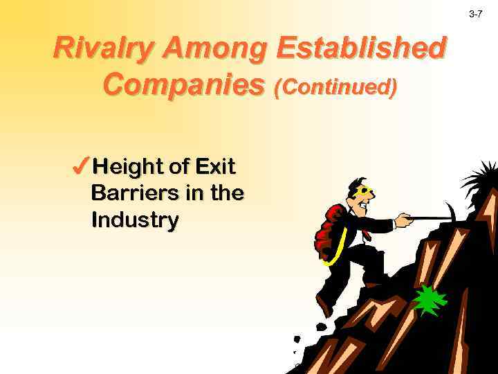 3 -7 Rivalry Among Established Companies (Continued) 4 Height of Exit Barriers in the