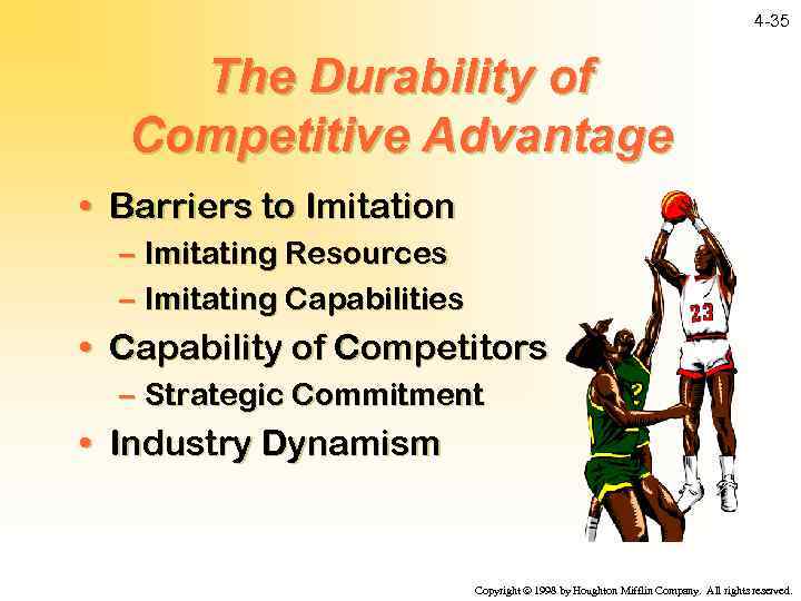 4 -35 The Durability of Competitive Advantage • Barriers to Imitation – Imitating Resources