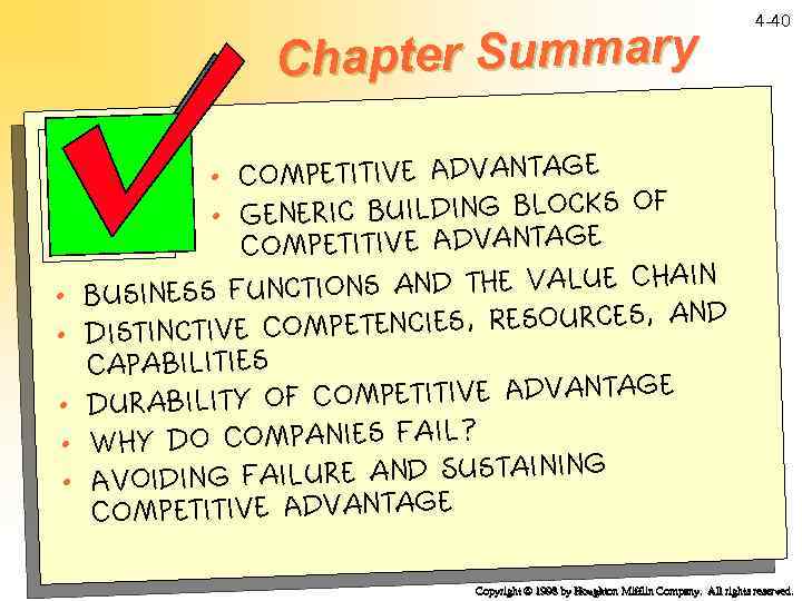 Chapter Summary • • • 4 -40 • Competitive Advantage s of • Generic