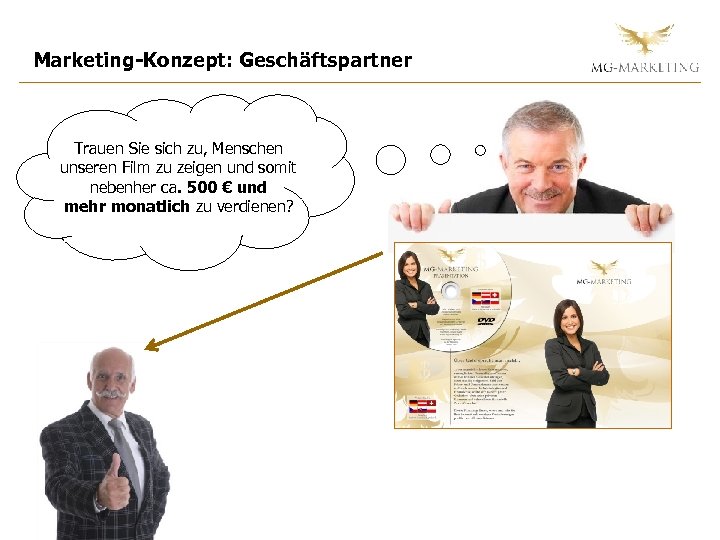 Marketing-Konzept: Geschäftspartner Trauen Sie sich zu, Menschen unseren Film zu zeigen und somit nebenher