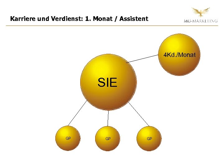 Karriere und Verdienst: 1. Monat / Assistent 4 Kd. /Monat SIE GP GP GP