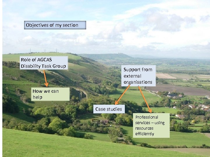 Objectives of my section Role of AGCAS Disability Task Group Support from external organisations