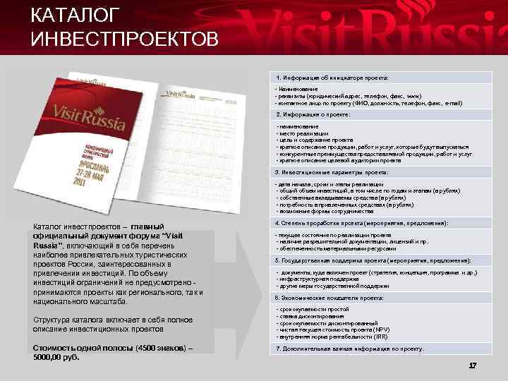 КАТАЛОГ ИНВЕСТПРОЕКТОВ 1. Информация об инициаторе проекта: - Наименование - реквизиты (юридический адрес, телефон,
