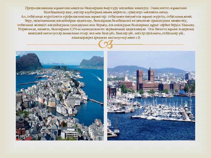 Профилактикалық жұмыстың мақсаты–балалардың өмір сүру жағдайын жақсарту. Оның негізгі жұмысына: балабақшалар ашу, жастар клубтарына