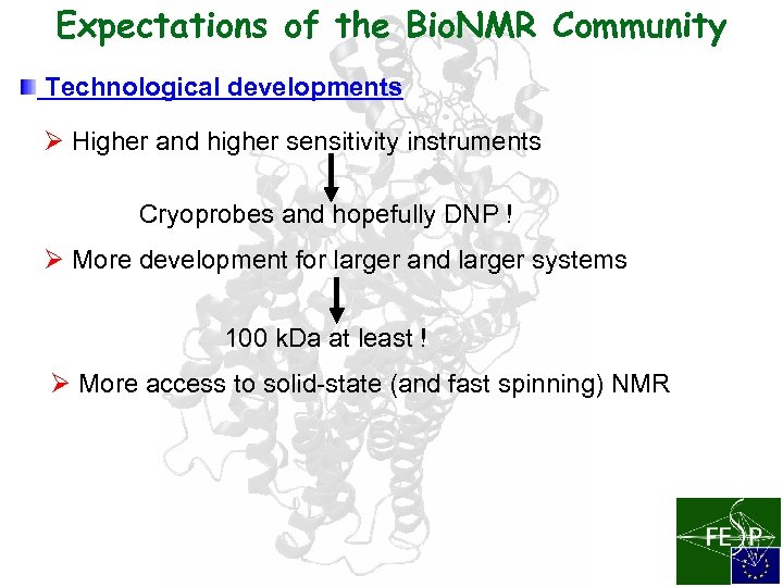 Expectations of the Bio. NMR Community Technological developments Ø Higher and higher sensitivity instruments