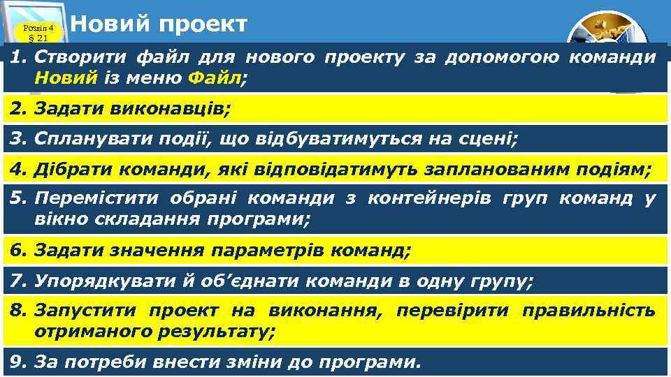 Розділ 4 § 21 Новий проект 5 1. Створити файл для нового проекту за