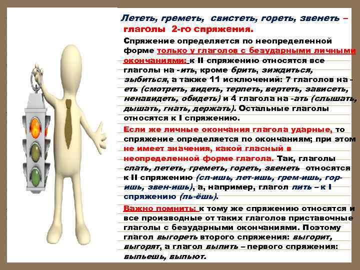 Лететь, греметь, свистеть, гореть, звенеть – глаголы 2 -го спряжения. • Спряжение определяется по
