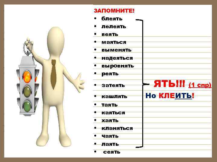 ЗАПОМНИТЕ! • блеять • лелеять • веять • маяться • выменять • надеяться •