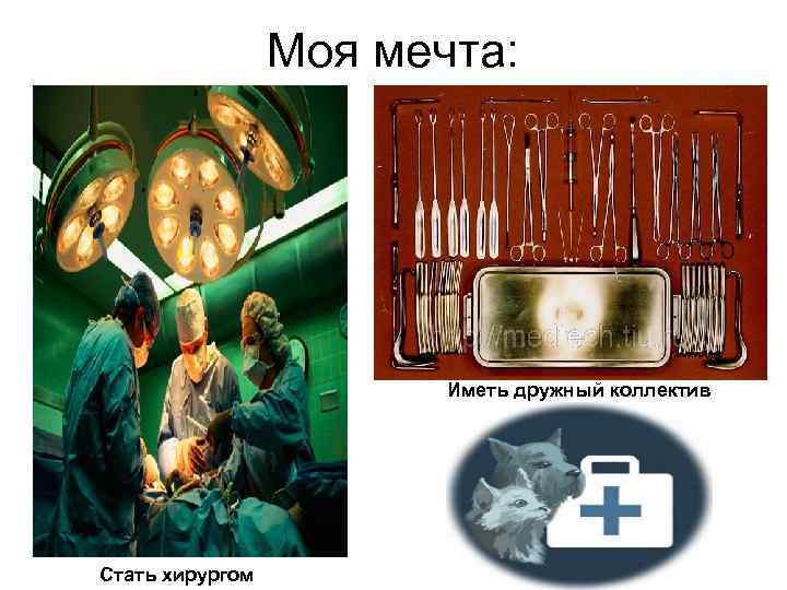 Моя мечта: Иметь дружный коллектив Стать хирургом 
