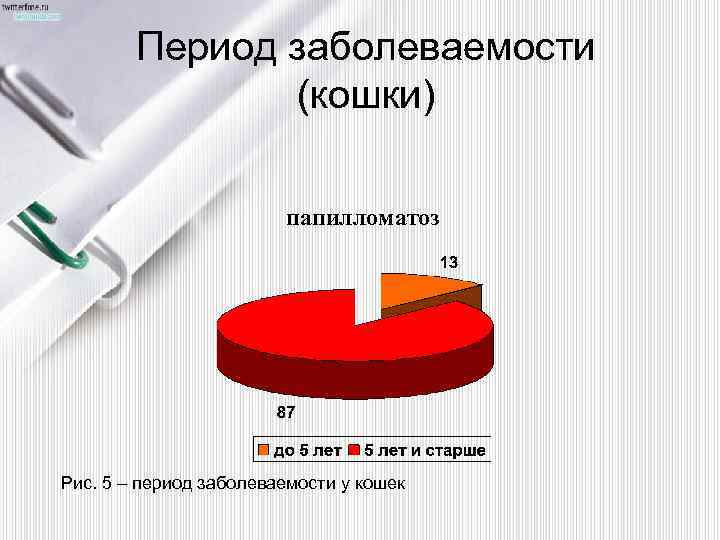 Период заболеваемости (кошки) папилломатоз Рис. 5 – период заболеваемости у кошек 