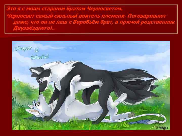 Это я с моим старшим братом Черносветом. Черносвет самый сильный воитель племени. Поговаривают даже,