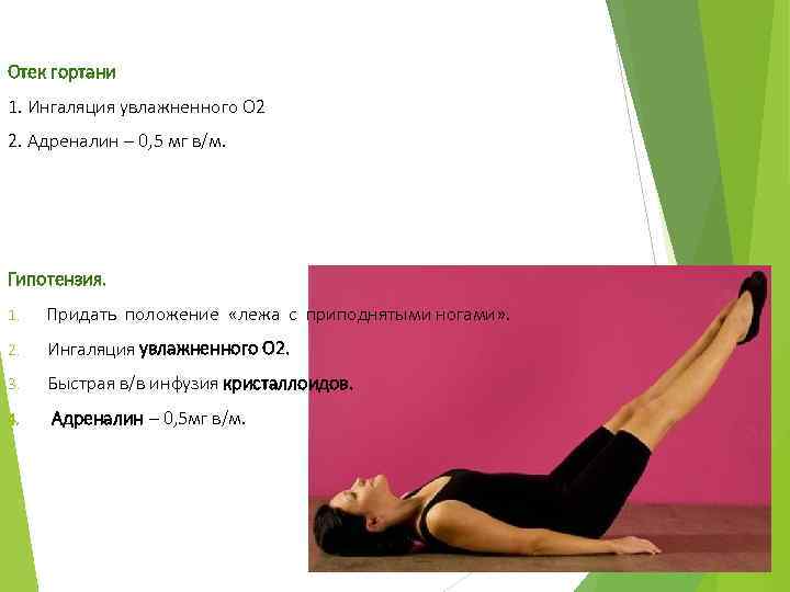 Отек гортани 1. Ингаляция увлажненного О 2 2. Адреналин – 0, 5 мг в/м.