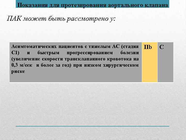 Показания для протезирования аортального клапана ПАК может быть рассмотрено у: Асимтоматических пациентов с тяжелым