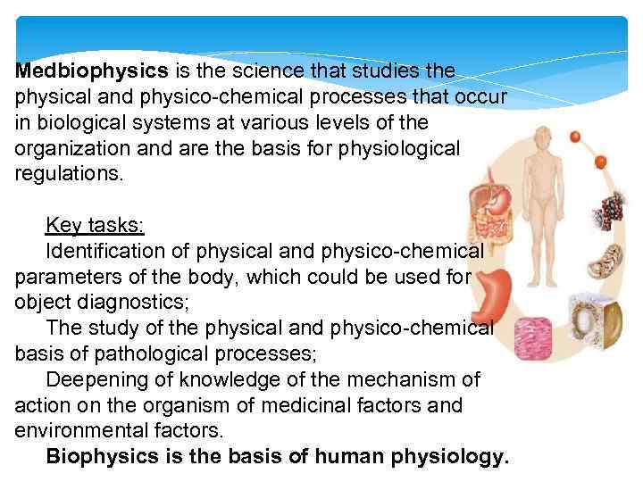 Medbiophysics is the science that studies the physical and physico-chemical processes that occur in