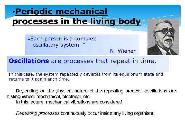  • Periodic mechanical processes in the living body «Each person is a complex