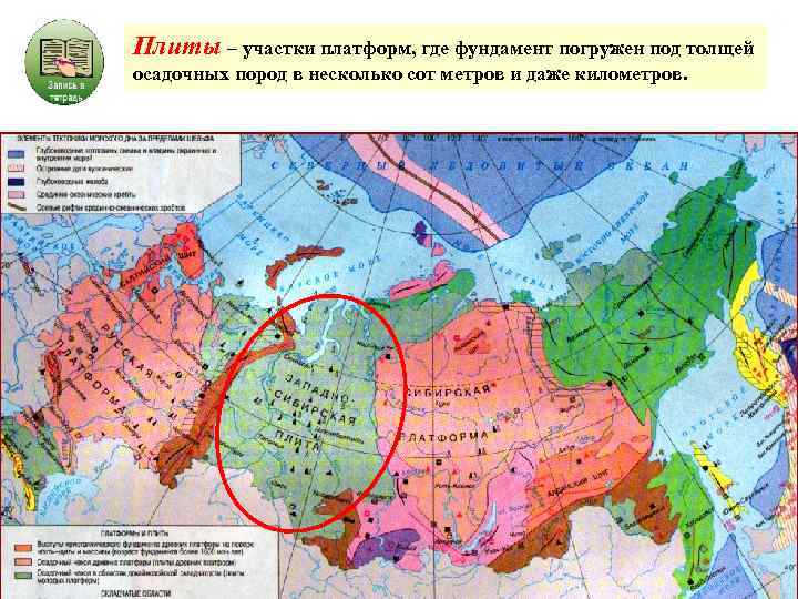 Западно-Сибирская плита считается молодой. Её часто называют Плиты – участки платформ, где фундамент погружен