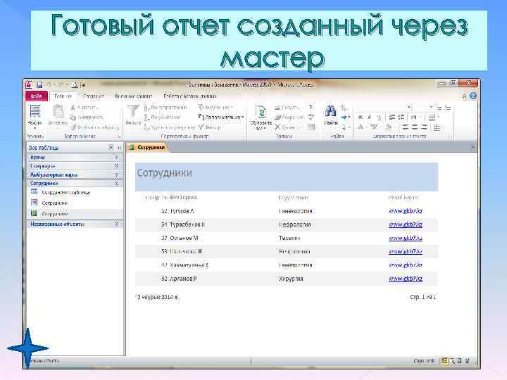 Готовый отчет созданный через мастер 