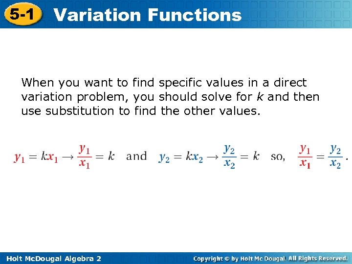 5 -1 Variation Functions When you want to find specific values in a direct
