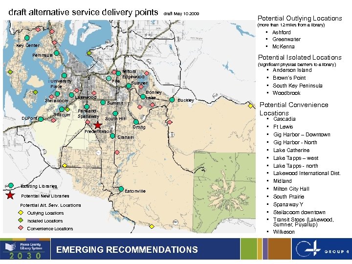 draft alternative service delivery points draft May 10 2009 Potential Outlying Locations (more than