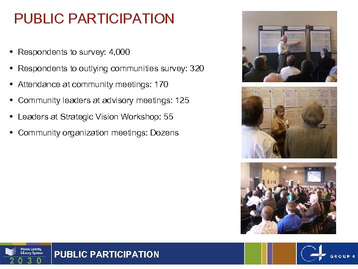 PUBLIC PARTICIPATION § Respondents to survey: 4, 000 § Respondents to outlying communities survey: