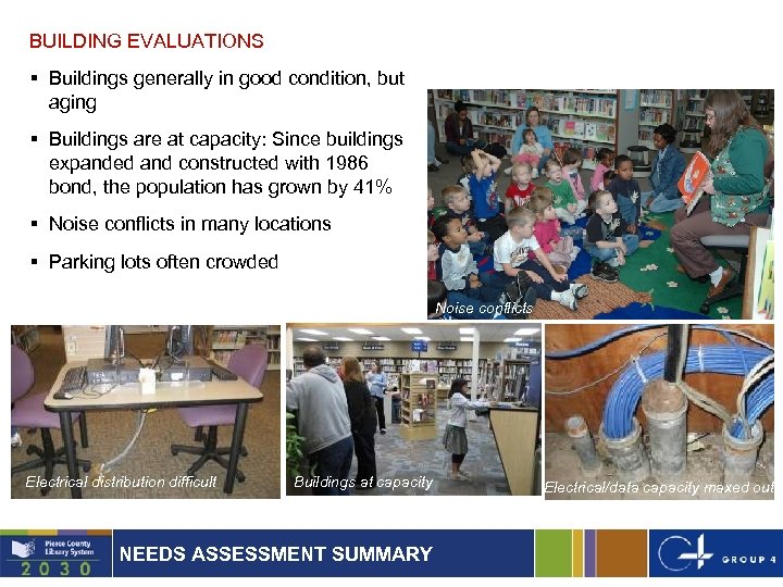 BUILDING EVALUATIONS § Buildings generally in good condition, but aging § Buildings are at