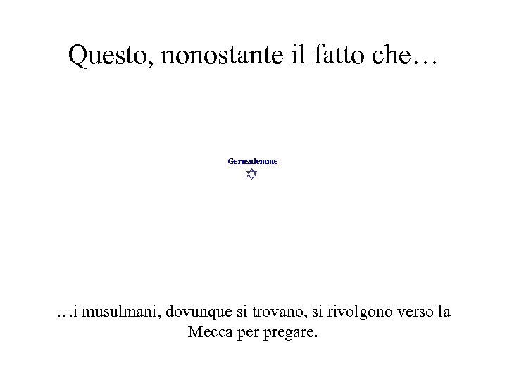 Questo, nonostante il fatto che… Gerusalemme …i musulmani, dovunque si trovano, si rivolgono verso