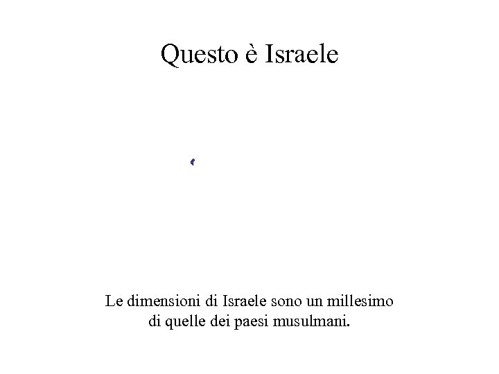 Questo è Israele Le dimensioni di Israele sono un millesimo di quelle dei paesi