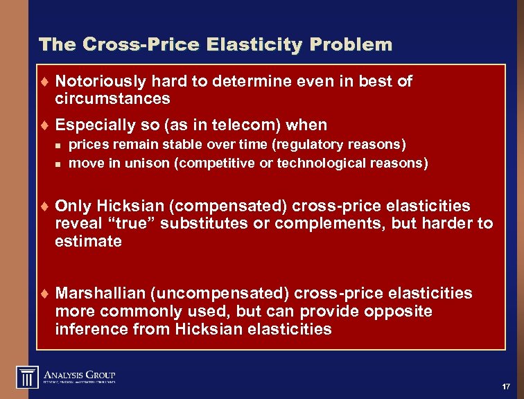 The Cross-Price Elasticity Problem ¨ Notoriously hard to determine even in best of circumstances