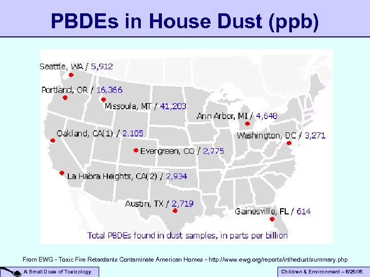 PBDEs in House Dust (ppb) From EWG - Toxic Fire Retardants Contaminate American Homes