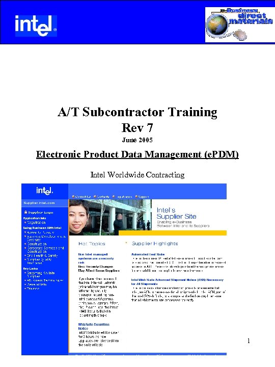  A/T Subcontractor Training Rev 7 June 2005 Electronic Product Data Management (e. PDM)