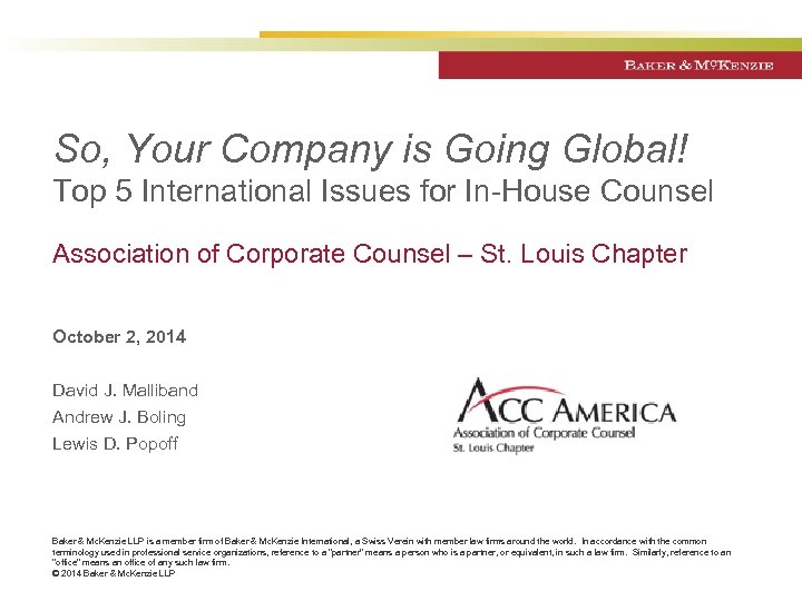So, Your Company is Going Global! Top 5 International Issues for In-House Counsel Association