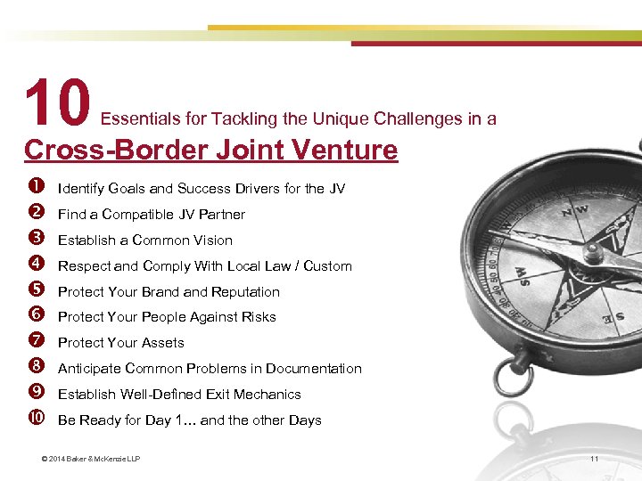 10 Essentials for Tackling the Unique Challenges in a Cross-Border Joint Venture Identify Goals