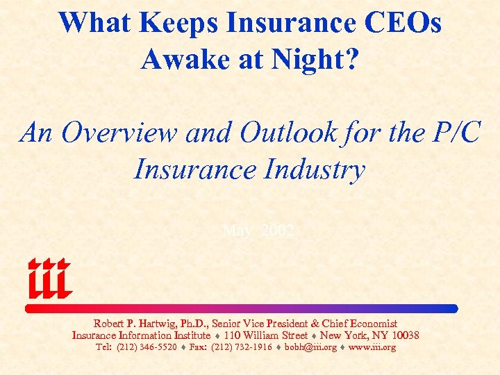 What Keeps Insurance CEOs Awake at Night? An Overview and Outlook for the P/C