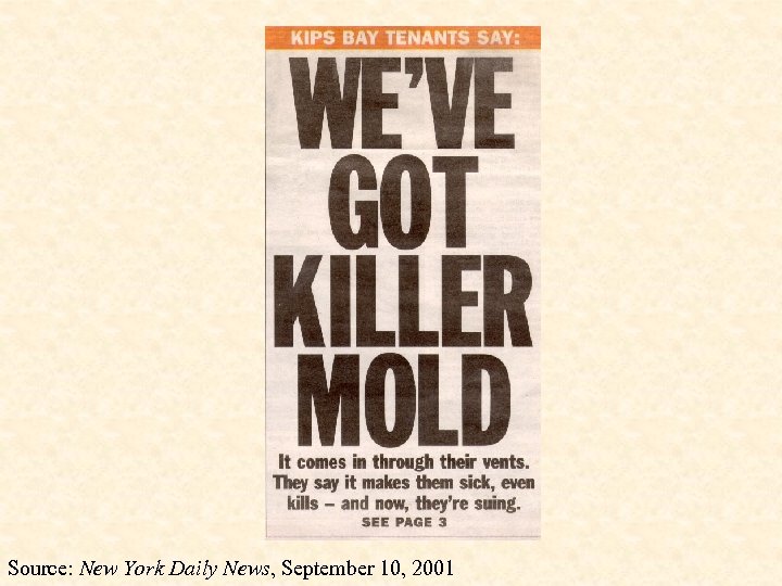 Source: New York Daily News, September 10, 2001 