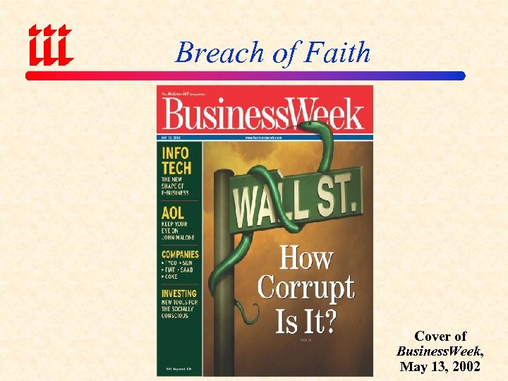 Breach of Faith Cover of Business. Week, May 13, 2002 