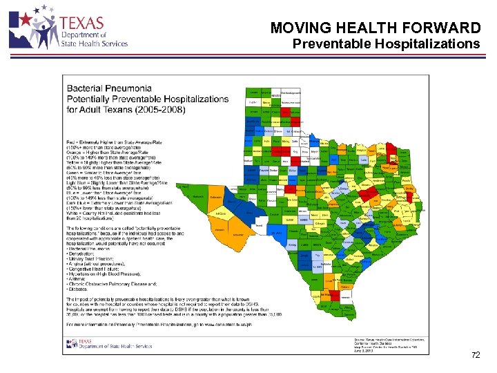 MOVING HEALTH FORWARD Preventable Hospitalizations 72 