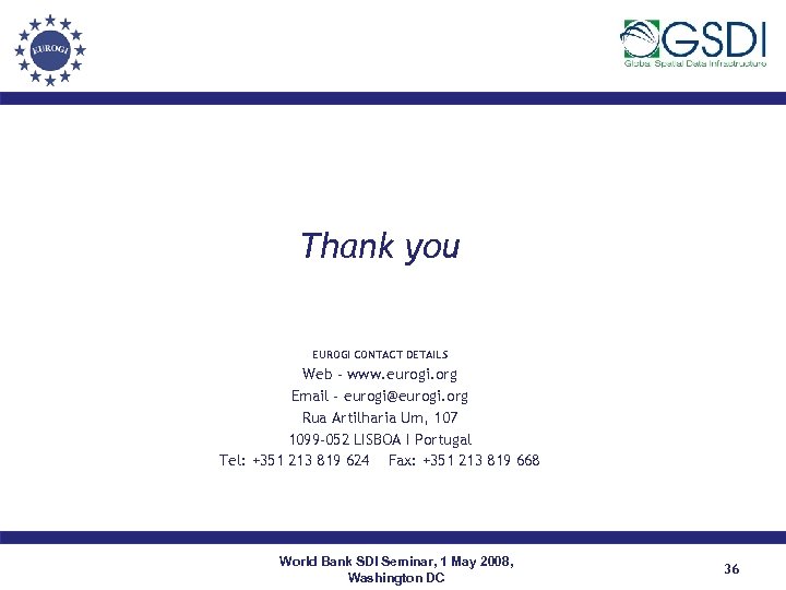 Thank you EUROGI CONTACT DETAILS Web - www. eurogi. org Email - eurogi@eurogi. org