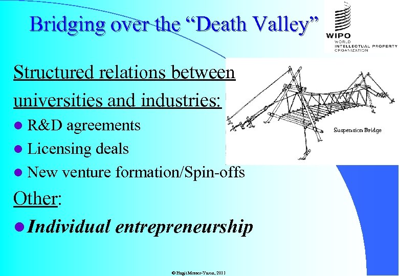 Bridging over the “Death Valley” Structured relations between universities and industries: l R&D agreements