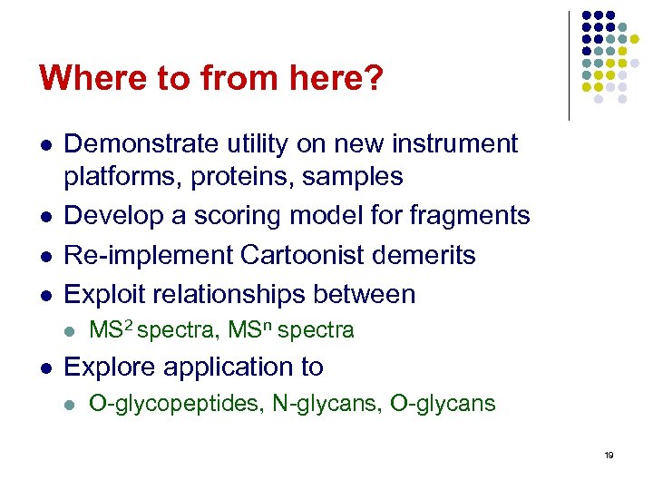 Where to from here? l l Demonstrate utility on new instrument platforms, proteins, samples