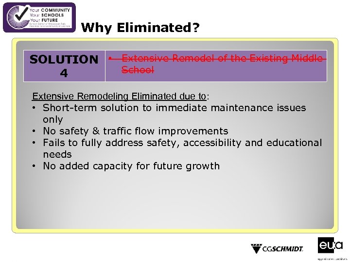 Why Eliminated? SOLUTION • Extensive Remodel of the Existing Middle School 4 Extensive Remodeling