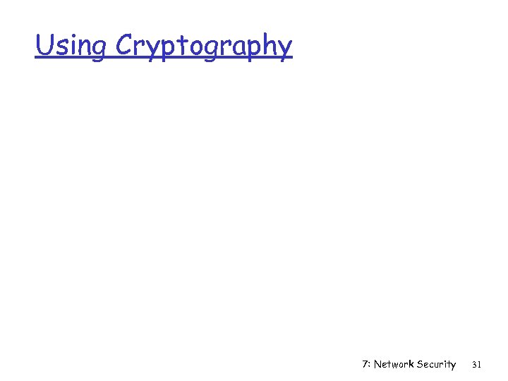 Using Cryptography 7: Network Security 31 