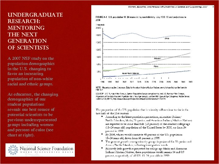 Undergraduate Research: Mentoring the Next Generation of Scientists A 2007 NSF study on the