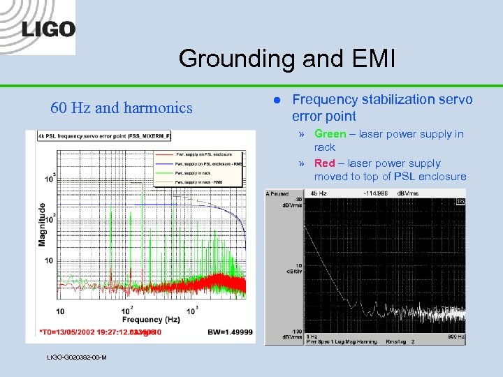 Grounding and EMI 60 Hz and harmonics l Frequency stabilization servo error point »